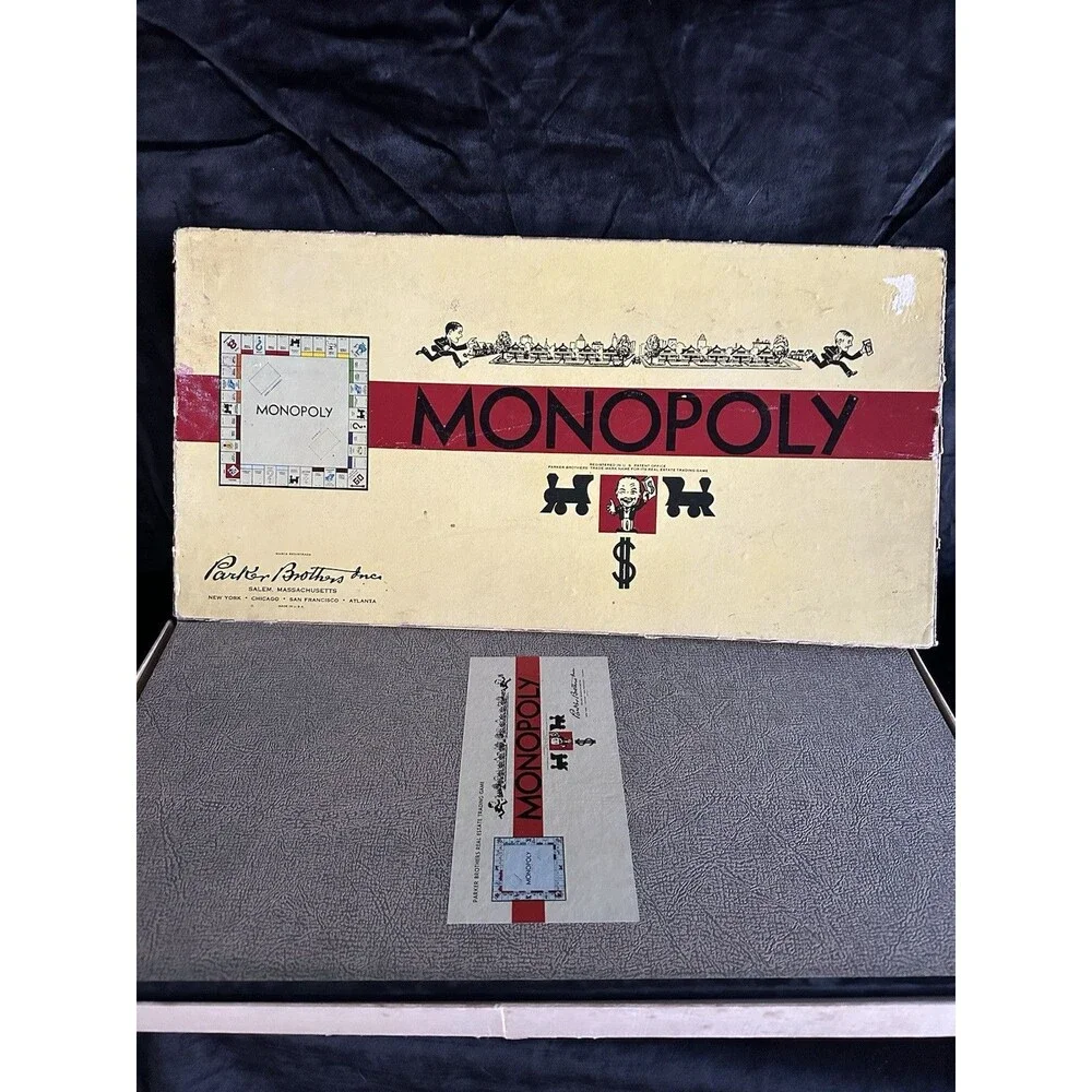 1954 Monopoly Parker Brothers Vintage Board Game Original Box Complete